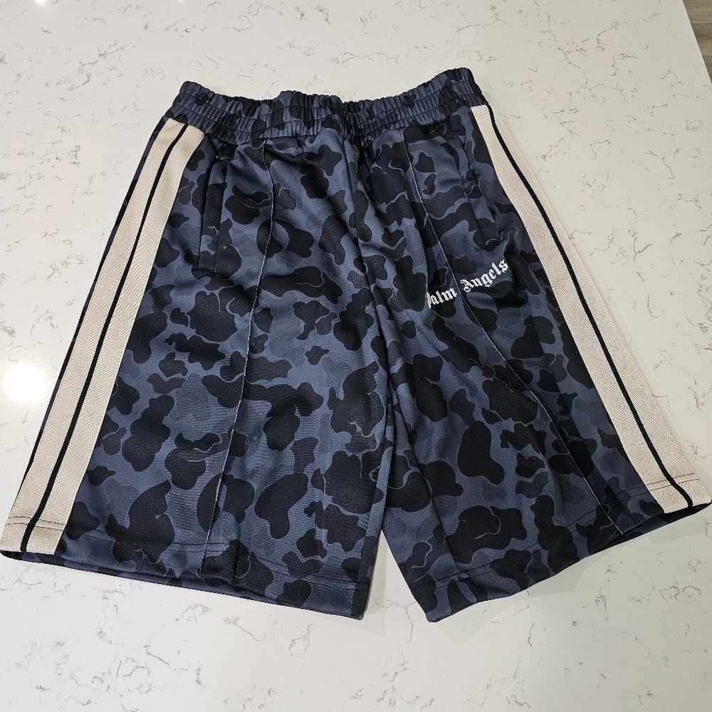 Palm Angels Men's Track Shorts, Size Large, Midnight Camo, NWT Made In Italy